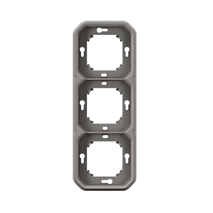 Legrand Plexo - Support plaque étanche - Encastré - 3 postes - Horizontal ou vertical - Gris - Réf : 069687L
