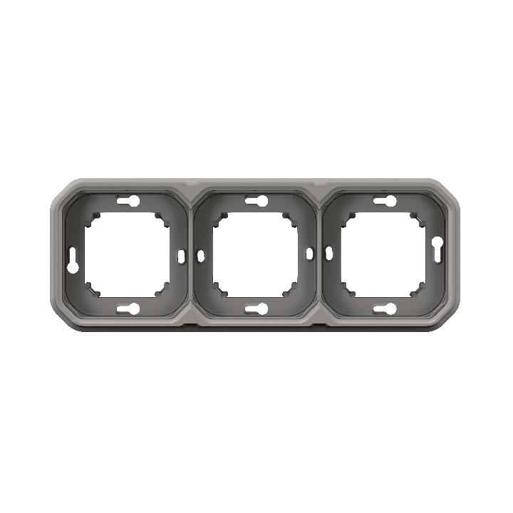 Legrand Plexo - Support plaque étanche - Encastré - 3 postes - Horizontal ou vertical - Gris - Réf : 069687L