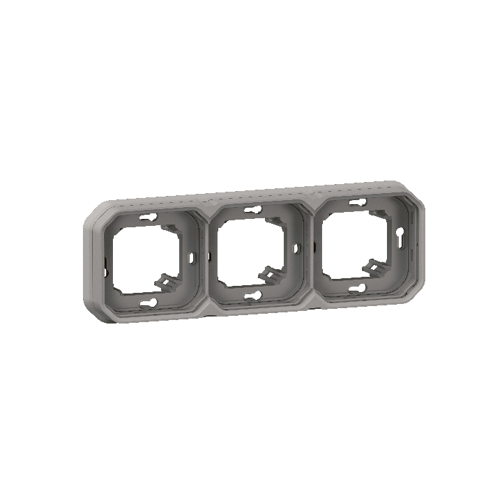 Legrand Plexo - Support plaque étanche - Encastré - 3 postes - Horizontal ou vertical - Gris - Réf : 069687L