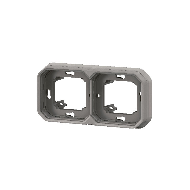 Legrand Plexo - Support plaque étanche - Encastré - 2 postes - Horizontal ou vertical - Gris - Réf : 069683L