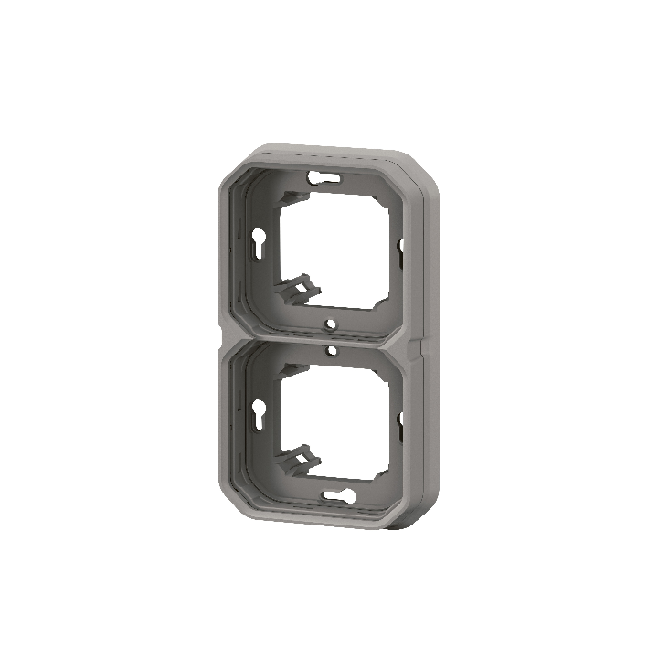 Legrand Plexo - Support plaque étanche - Encastré - 2 postes - Horizontal ou vertical - Gris - Réf : 069683L