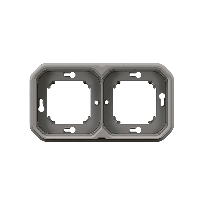 Legrand Plexo - Support plaque étanche - Encastré - 2 postes - Horizontal ou vertical - Gris - Réf : 069683L