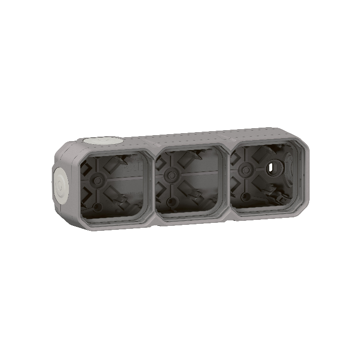 Legrand Plexo - Boîtier saillie étanche composable - 3 postes - horizontal/vertical - sans cloison - gris - Réf : 069680L