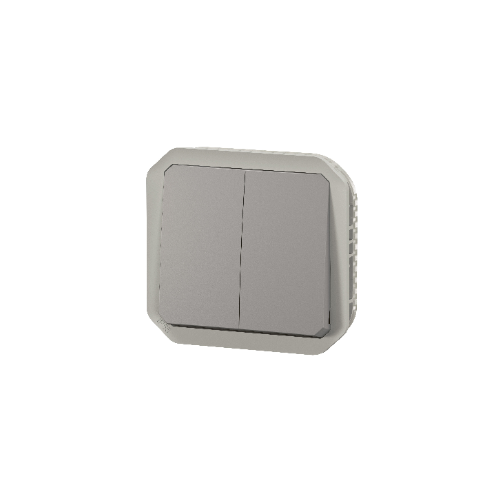 Legrand Plexo - Commande double - 3 fonctions - composable - étanche - IP55/IK08 - Gris - Réf : 069525L