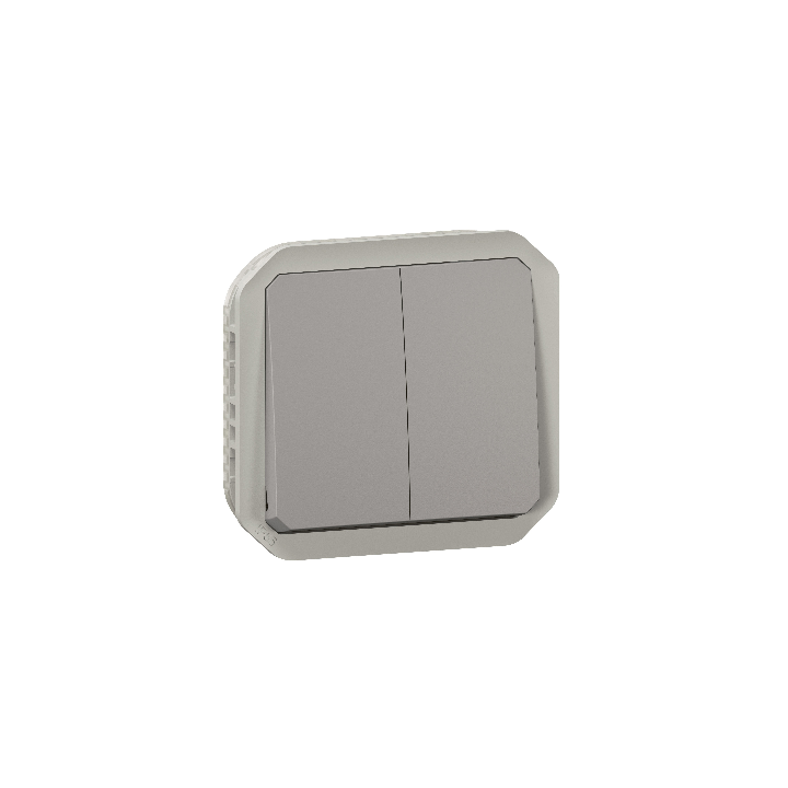 Legrand Plexo - Commande double - 3 fonctions - composable - étanche - IP55/IK08 - Gris - Réf : 069525L