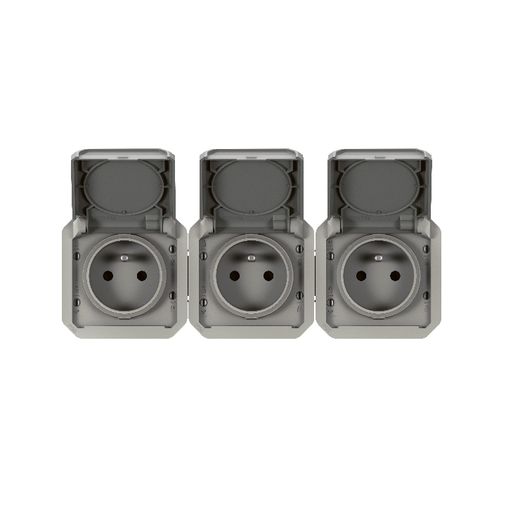 Legrand Plexo - Triple prise 2P+T - 16A - 230V - composable - précâblée - horizontale - IP55/IK07 - 069564L