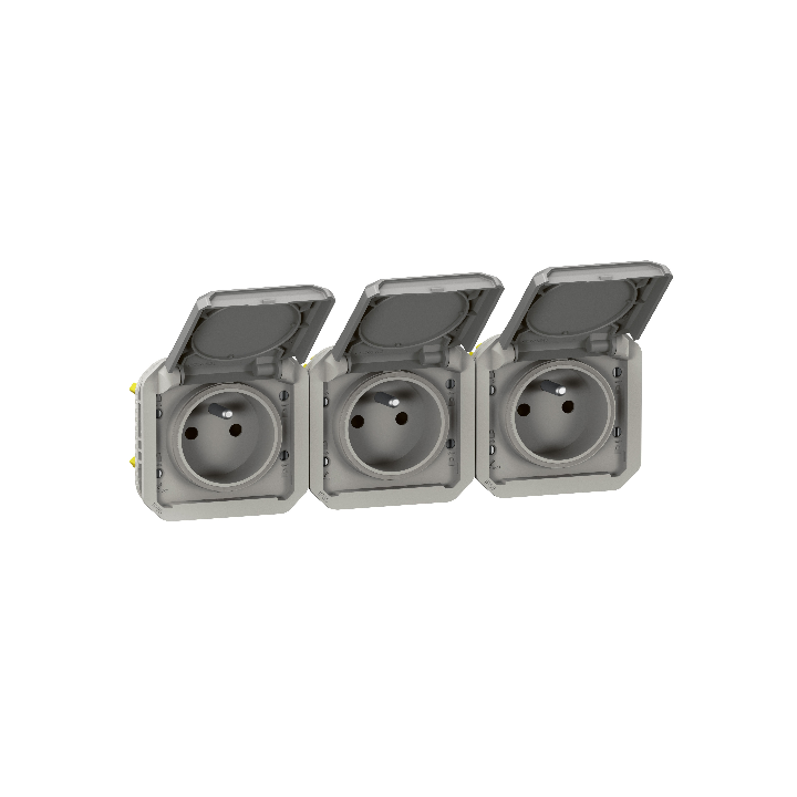 Legrand Plexo - Triple prise 2P+T - 16A - 230V - composable - précâblée - horizontale - IP55/IK07 - 069564L