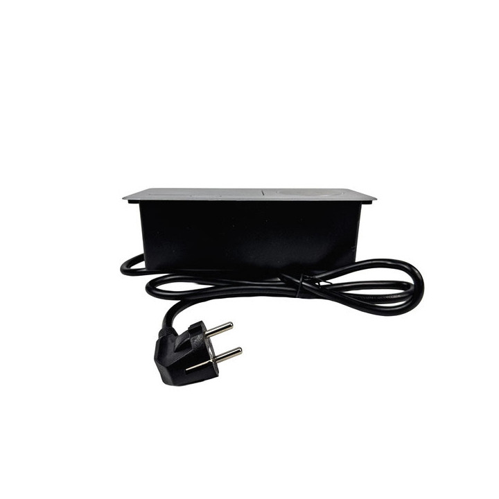 GTV Lighting - Bloc prise à encastrer AVARO - chargeur induction - 1 prise - 2 USB - Aluminium - Réf.: AE-PB1FAVAP-53