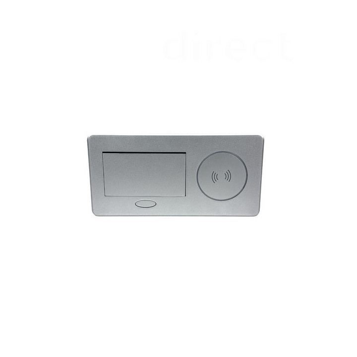 GTV Lighting - Bloc prise à encastrer AVARO - chargeur induction - 1 prise - 2 USB - Aluminium - Réf.: AE-PB1FAVAP-53