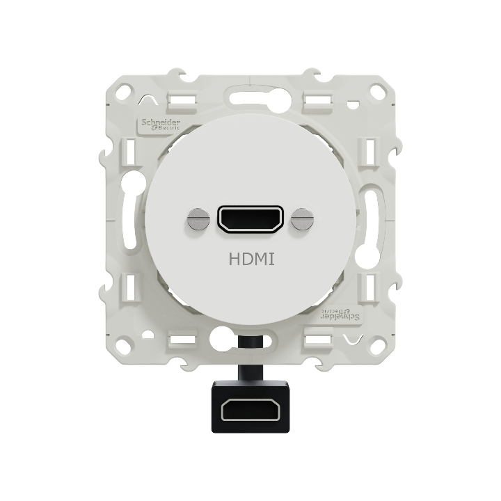 Schneider Odace - Prise HDMI Type A - Blanc - Réf : S520462