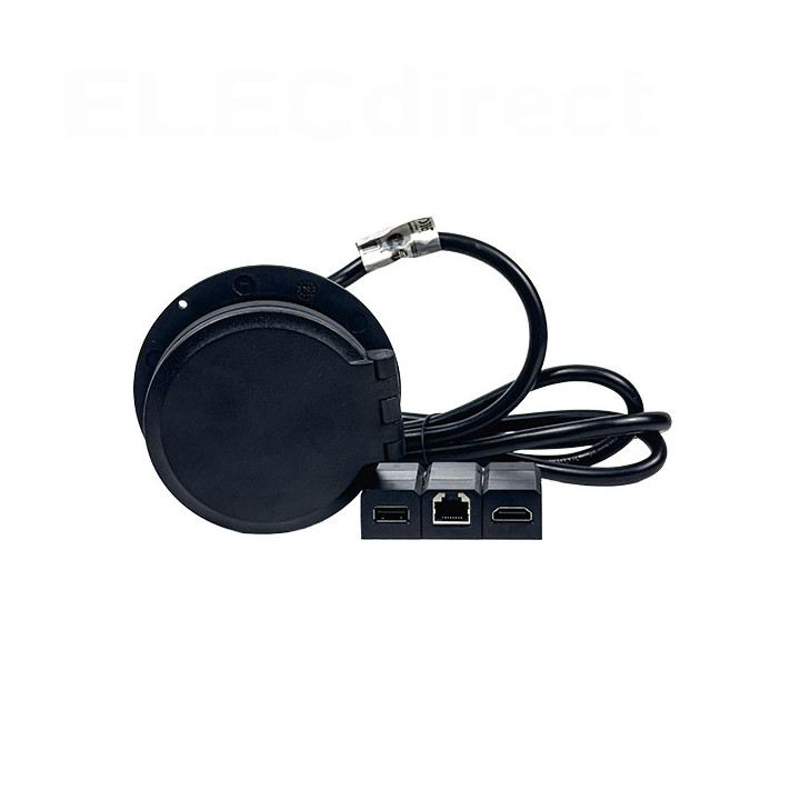 GTV Lighting - Bloc prise encastrable - chargeur induction 5W - 1 prise, 2 USB, RJ45 et HDMI - Noir - Réf.: AE-BPW1FACP-20
