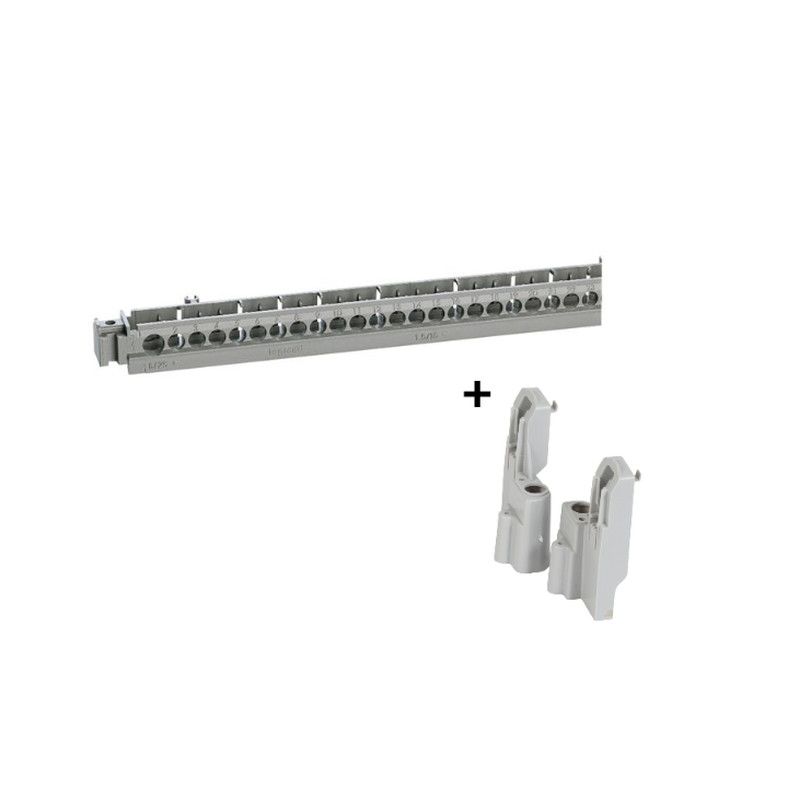 Legrand - Support de borniers - vide - 50 trous - pour coffrets Plexo³ 1 et 2 rangées - 18M - 404821+001972