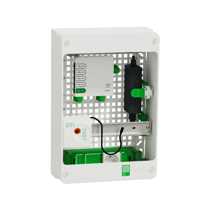 Schneider - Resi9 - Coffret VDI Box 13M2R  - Switch 5ports PoE - 2 prises - grade 3TV 6xRJ45 cat6a - Réf : R9H13402VDIXS