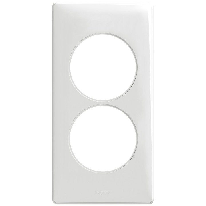 Legrand Céliane - Plaque double - Blanc - entraxe 57 mm spécial rénovation  Hor/Vert - Réf : 068808