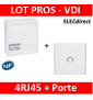 Legrand - Coffret VDI GRADE 2 avec brassage - 4 RJ45 / TV 2 sorties + Porte blanche - 413248+401331