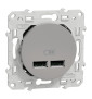 Schneider - Prise Double USB Odace - Alu - Réf : S530407