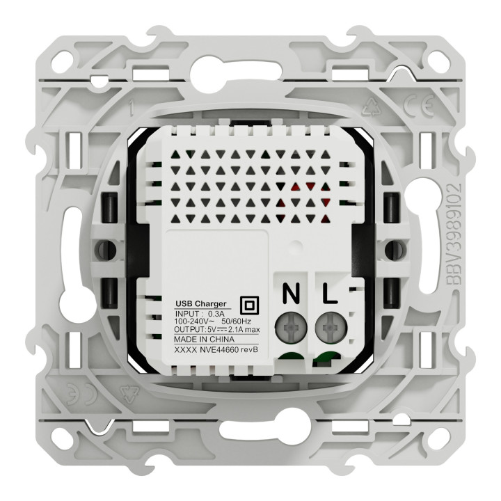 Schneider - Prise Double USB Odace - Alu - Réf : S530407