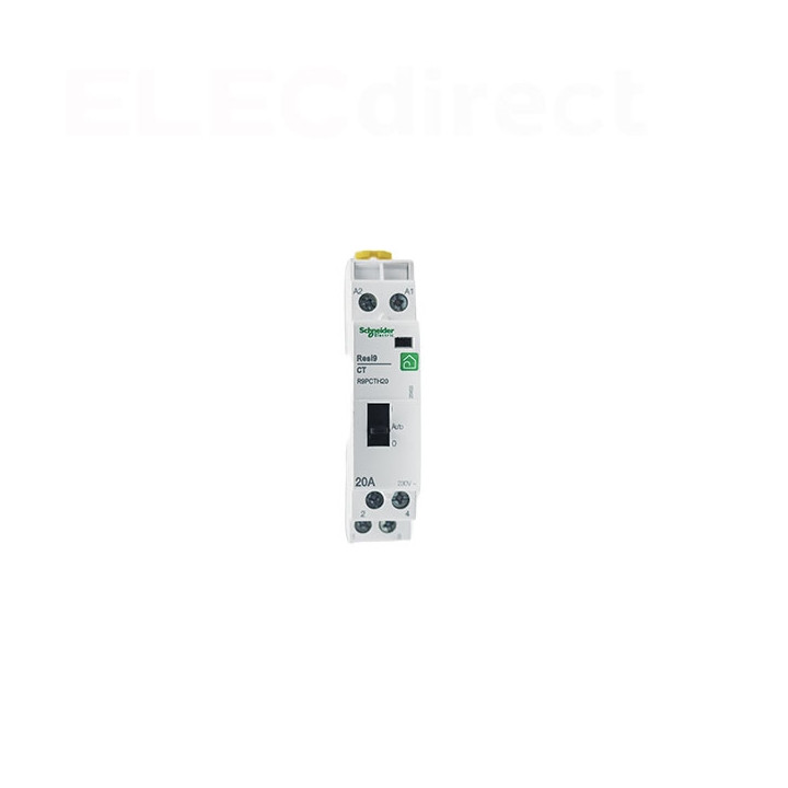 Schneider - Contacteur RESI9 CT J/N heures creuses Bipolaire - 2F - 20A - Réf : R9PCTH20