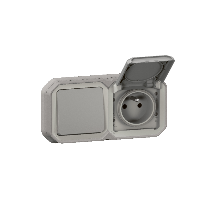 Legrand Plexo - Prise + Interrupteur - à Encastrer - Horizontal - étanche IP55 - Réf : LOT3334