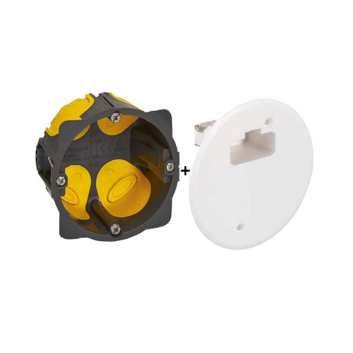 Legrand - Boîte d'encastrement 1 poste BBC - Prof. 40 mm + Couvercle d'applique DCL pour boîte Ø67 mm - Réf : LOT3060