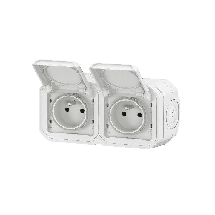 Legrand - Plexo - Double prise de courant saillie prêt à poser - 2 x 2P+T - IP55 - Réf : 069621Lx2 + 069690L