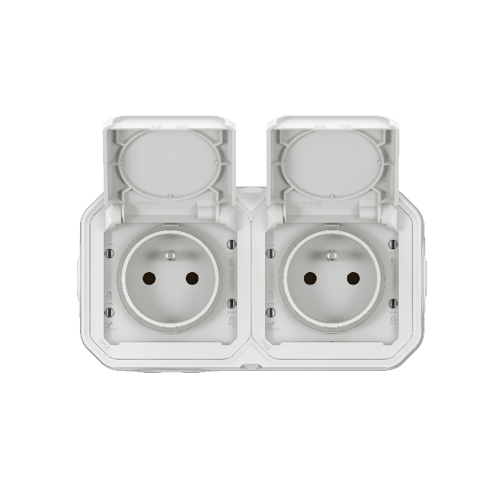 Legrand - Plexo - Double prise de courant saillie prêt à poser - 2 x 2P+T - IP55 - Réf : 069621Lx2 + 069690L