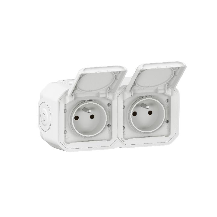 Legrand - Plexo - Double prise de courant saillie prêt à poser - 2 x 2P+T - IP55 - Réf : 069621Lx2 + 069690L