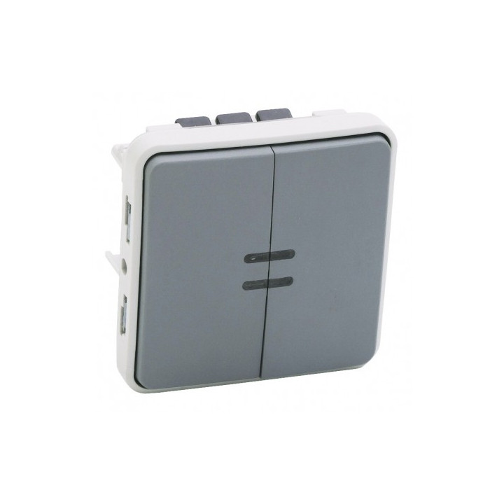 Legrand - Va-et-vient lumineux + poussoir lumineux Legrand Plexo composable gris - 10 AX - gris Réf : 069519