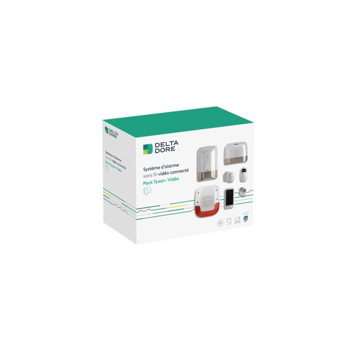 Delta Dore - Alarme maison GSM connectée - Pack alarme sans fil + détecteur vidéo - Sirène extérieure - Réf : Pack Tyxal+ Vidéo