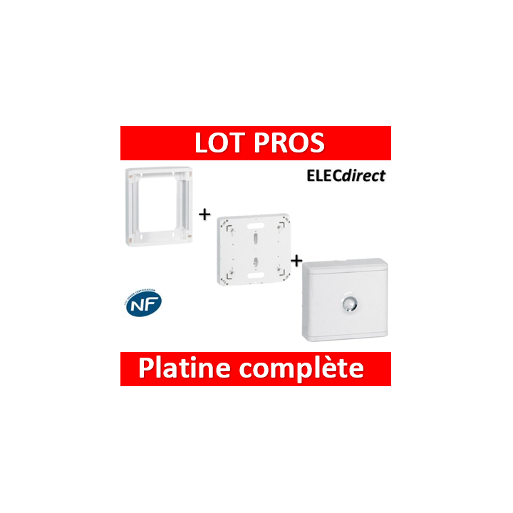 Legrand - Platine disjoncteur + rehausse pour platine + Cache 13M blanc - 401380+401191+401185