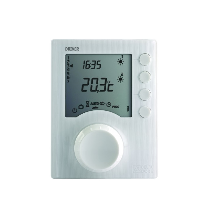 Delta Dore - Programmateur de 1 à 2 zones pour chauffage électrique fil pilote - en saillie - Blanc - Réf :  Driver 620