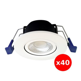 Electra - LOT de 40 Spots LED Ø68 Dimmable - orientable - 6W - IP65 - BBC - Angle 60° - 2700/3000/4000/5000°K - Réf : 302687