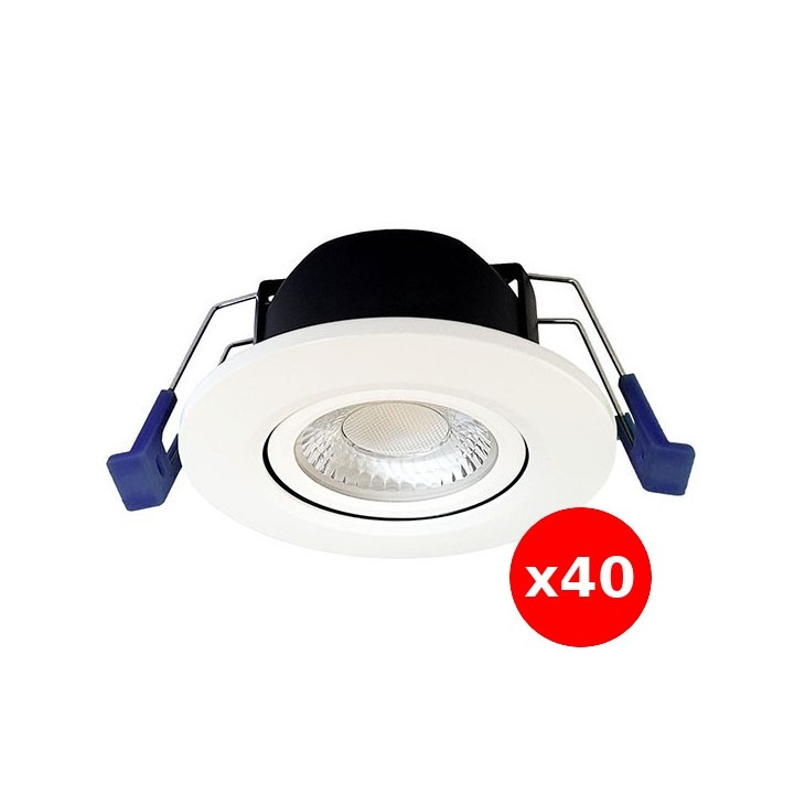 Electra - LOT de 40 Spots LED Ø68 Dimmable - orientable - 6W - IP65 - BBC - Angle 60° - 2700/3000/4000/5000°K - Réf : 302687