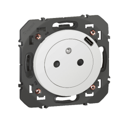 Legrand - Prise de courant 2P+T Surface + Chargeur USB Type-C Dooxie - Finition Blanc - Réf : 600341