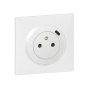 Legrand - Dooxie - Prise de courant 2P+T Surface + Chargeur USB Type-C - avec plaque - Finition Blanc - Réf : 600341+600801
