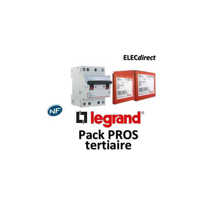 Legrand - Disjoncteur 4P DX3 - 16A - 6kA - courbe C - 406910x3