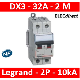 Legrand - Disjoncteur bipolaire DX3 32A - 10kA - courbe C - 407787