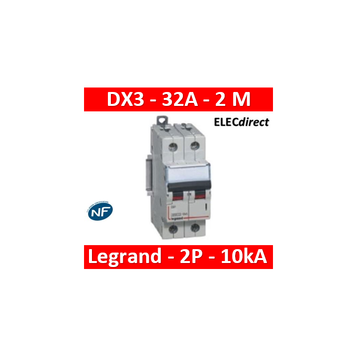 Legrand - Disjoncteur bipolaire DX3 32A - 10kA - courbe C - 407787