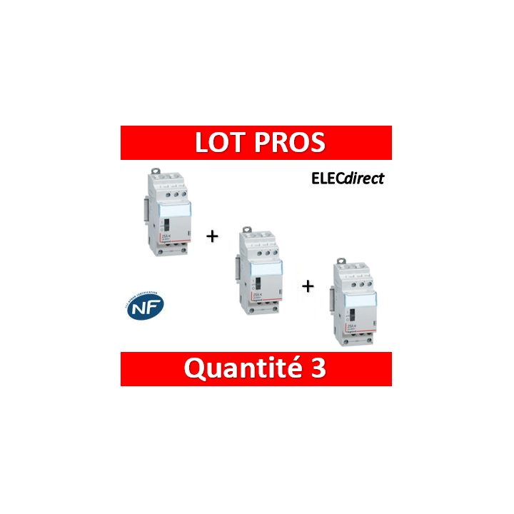Legrand - Contacteur J/N heures creuses 25A - 400V Tripolaire - 412502x3