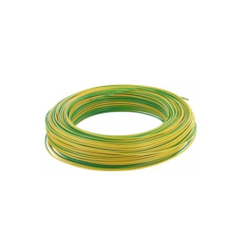 Fil HO7V-U 1x1,5mm2 rigide - Vert/Jaune- couronne de 100m - Réf. VU1,5VJ