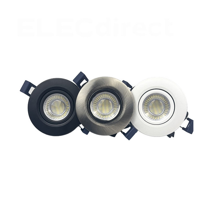 Electra - Spot LED Ø68 Dimmable blanc - orientable - 6W - IP65 - 4CCT - BBC - Angle 60° - 2700/3000/4000/5000°K - Réf : 302687