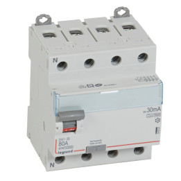 Legrand - Inter diff DX3 - ID 4P 80A - 30mA - F - Réf : 411663