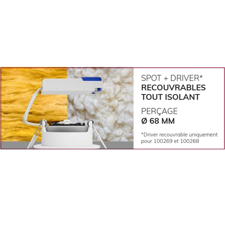 Miidex - Spot LED Ø68 Dimmable blanc - 6W - IP65 - BBC - Angle 75° - 2700 / 3000 / 4000°K - Réf : 100269