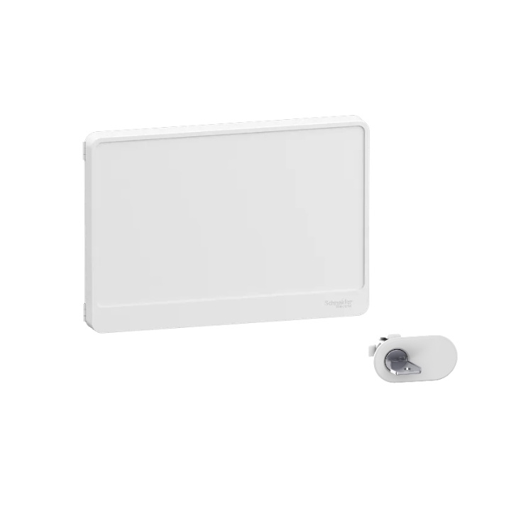 Schneider - Resi9 - porte styl Blanc coffret 18M - 1R + serrure avec clé - Réf : R9H18421+R9H13388