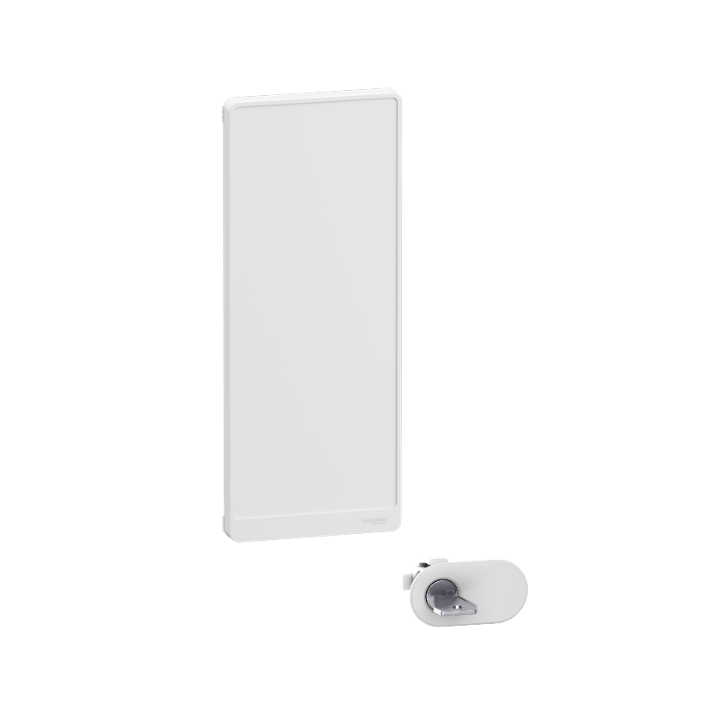 Schneider - Resi9 - porte styl Blanc coffret 13M - 4R + serrure avec clé - Réf : R9H13424+R9H13388