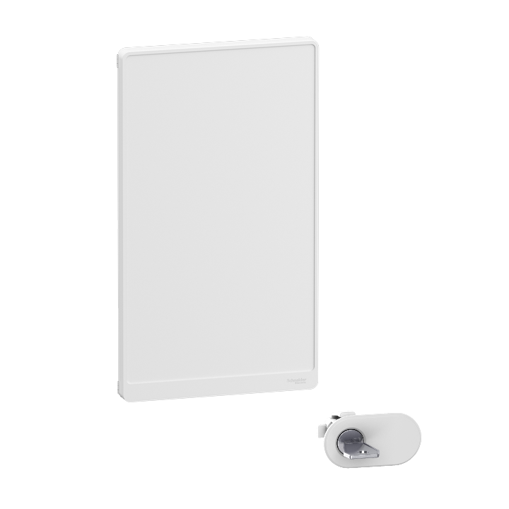 Schneider - Resi9 - porte styl Blanc coffret 18M - 4R + serrure avec clé - Réf : R9H18424+R9H13388