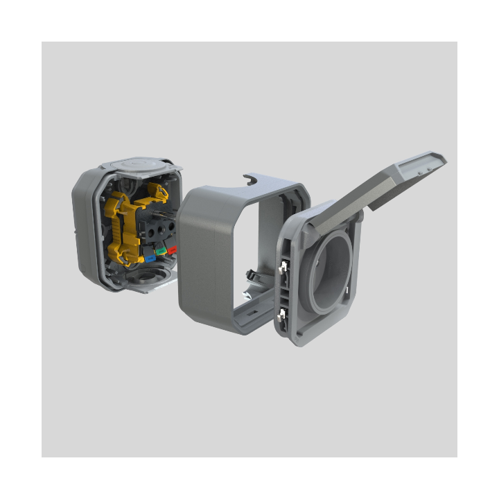 Legrand - Plexo - Prise de courant 2P+T - 16A - 250V - composable - étanche - IP55/IK08 - Gris - Réf : 069551L