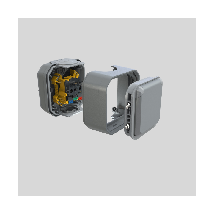 Legrand - Plexo - Prise de courant 2P+T - 16A - 250V - composable - étanche - IP55/IK08 - Gris - Réf : 069551L