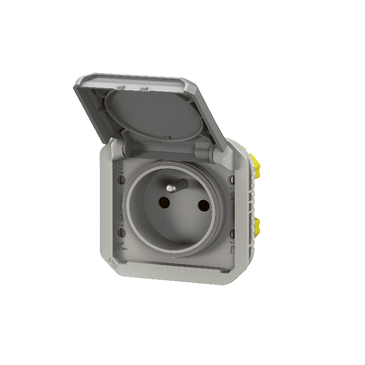 Legrand - Plexo - Prise de courant 2P+T - 16A - 250V - composable - étanche - IP55/IK08 - Gris - Réf : 069551L