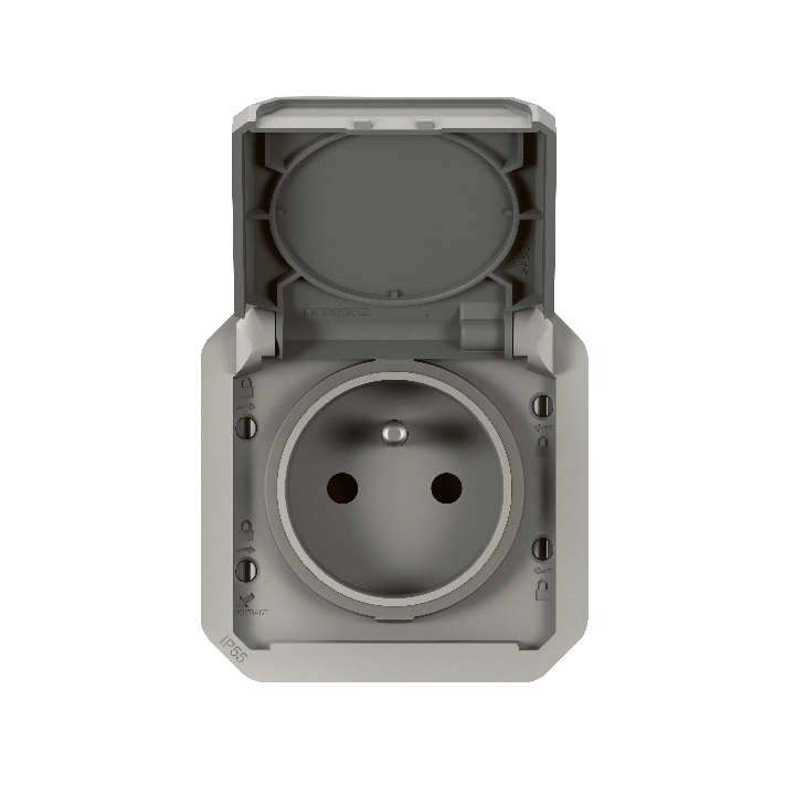 Legrand - Plexo - Prise de courant 2P+T - 16A - 250V - composable - étanche - IP55/IK08 - Gris - Réf : 069551L